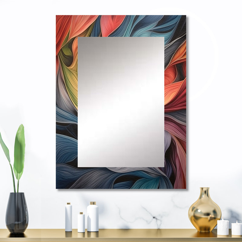 Rétro arc-en-ciel pastel feuilles Boho aquarelle - peinture abstraite murale, 32 po x 24 po