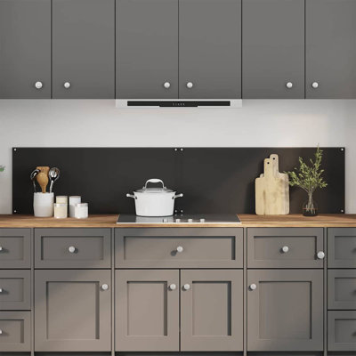 Vidaxl Kitchen Backsplash 2 Pcs Black 39.37 X 15.75 In Tempered Glass