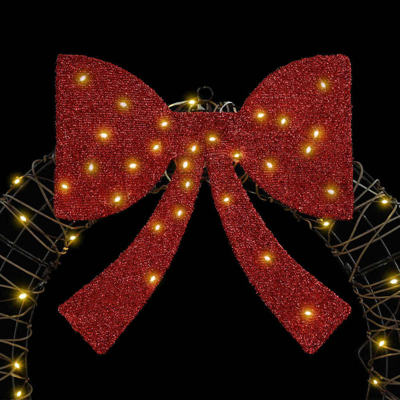 vidaXL Wreath with 80 LEDs PET, 75cm H x 75cm W x 8cm D, Black