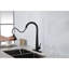 Robinets de cuisine noirs rétractables, finition mate, poignée simple, fixation sur le comptoir, robinet d'évier moderne à température d'eau facile à contrôler avec installation-1418097812