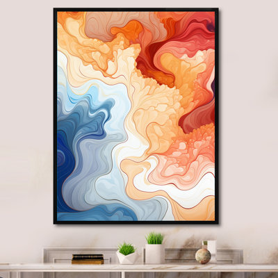 Vagues d'aquarelle bleues, orange et rouges