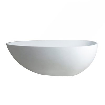 59 Inch Solid Surface Stone Resin Freestanding Egg Shape Bathtub For The Bathroom