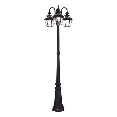 Multi Head Black Outdoor Post Light With Clear Beveled Glass
