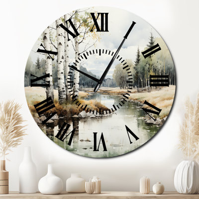 Birch Woods Birch Haven - Tree Birch Black Face Wall Clock