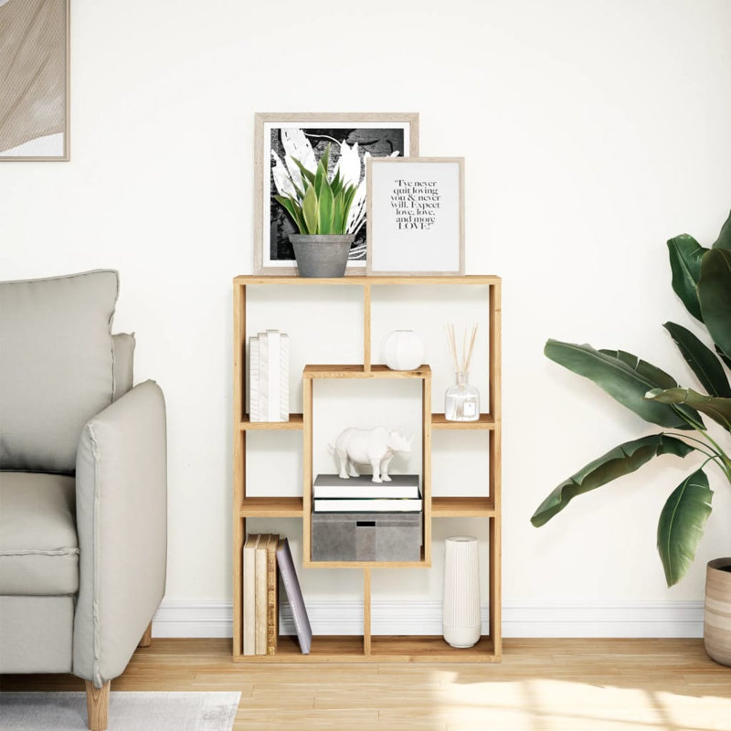 90cm H x 63cm W Geometric Bookcase, Artisan/oak