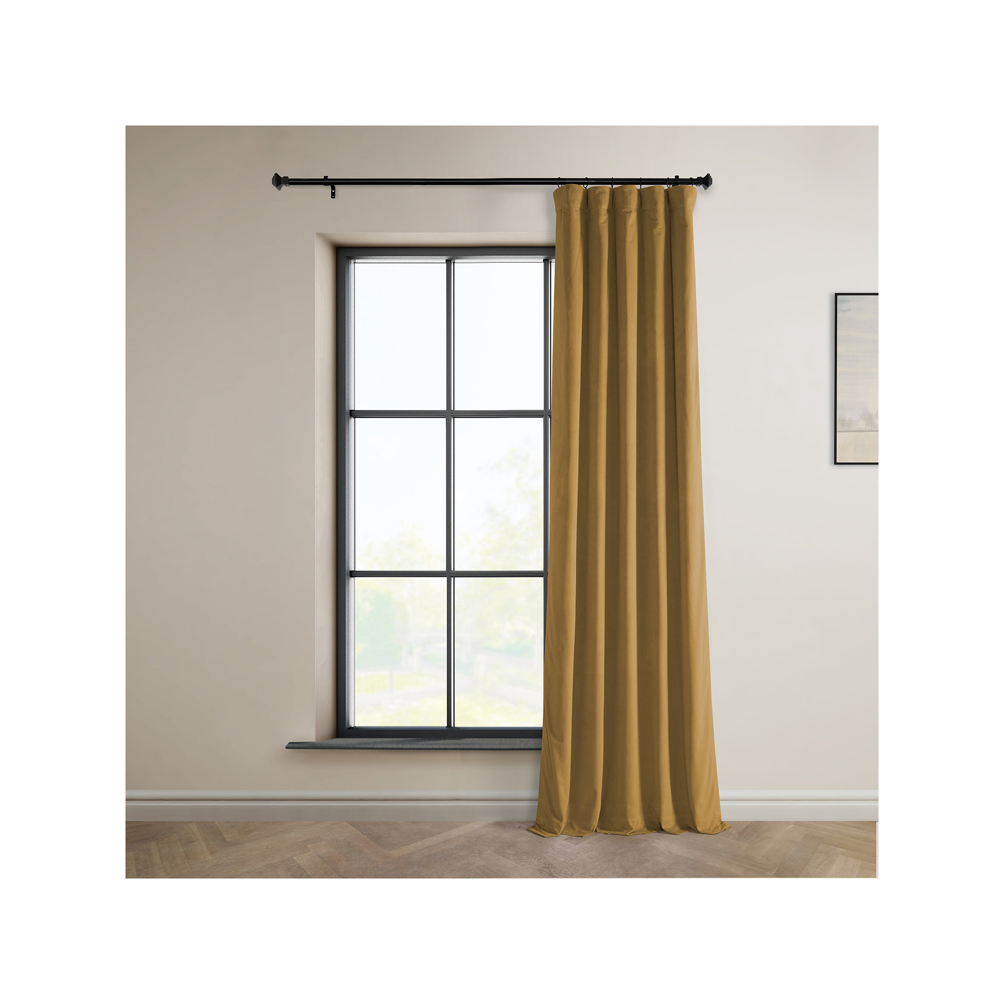 Loria Plush Velvet 100% Blackout Curtains For Bedroom, Living Room - Single Panel, Library Taupe, 50" W x 96" L