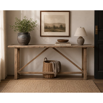 Console Elmwood Vintage patinée naturelle environ 33H