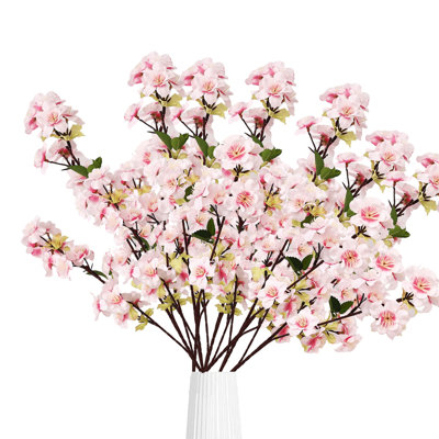 Fleurs de cerisier artificielles 6 pièces Tiges de fleurs de cerisier artificielles Branches de fleurs de cerisier en soie 27 po Faux fleurs longues tiges pour arrangements de vases Décoration de table de mariage
