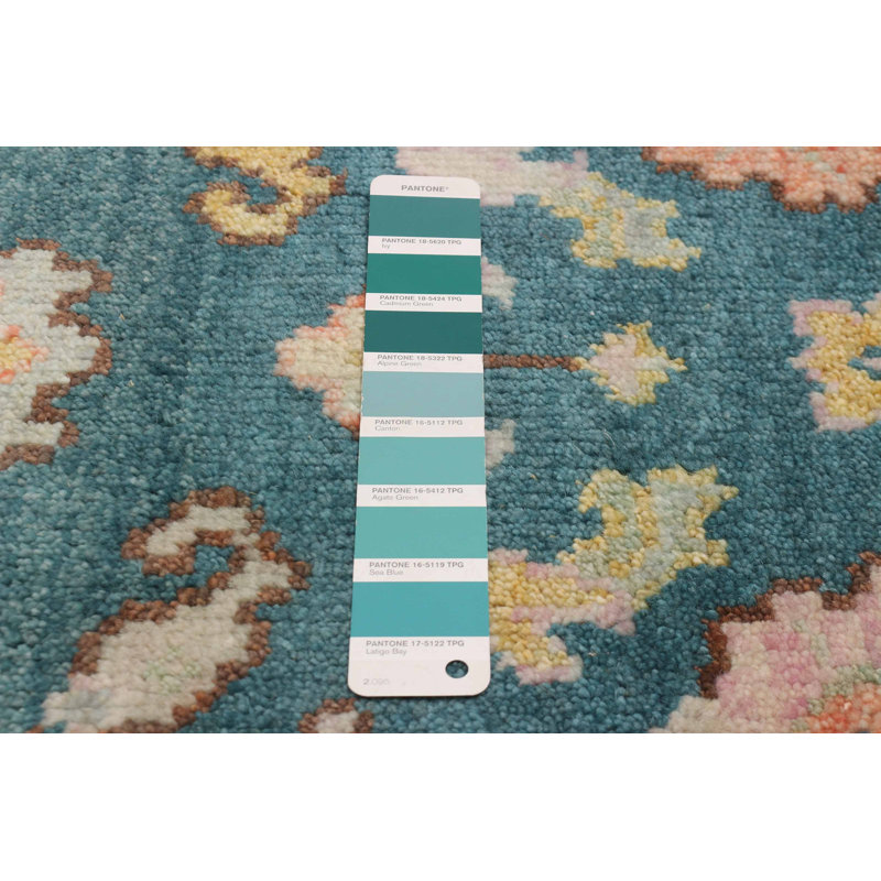 Tapis sarcelle moderne Oushak 2 pi 6 po x 9 pi 10 po