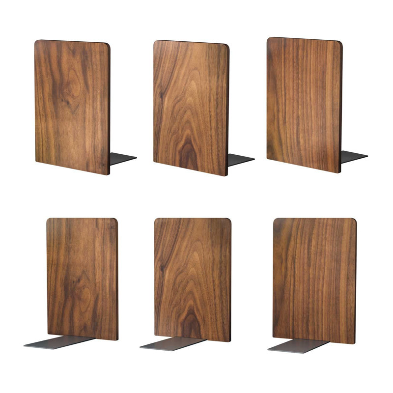 Non-skid Bookend Hold Heavy Books- 7x4x5in Wood Bookends for Heavy Books Heavy Duty