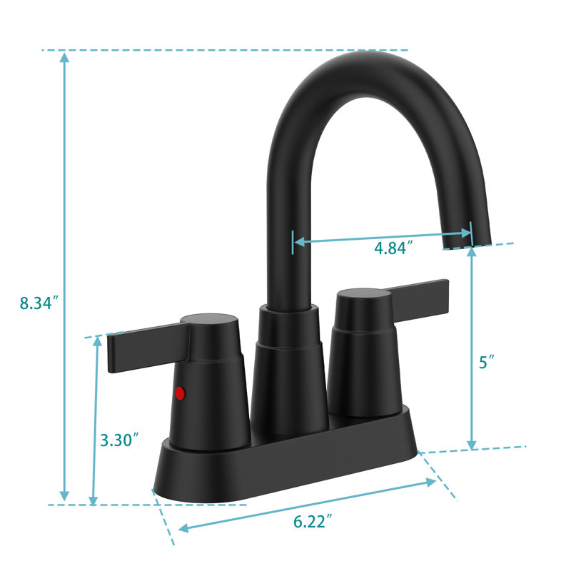 Robinet pour salle de bain à 2 poignées Centreset, Noir mat