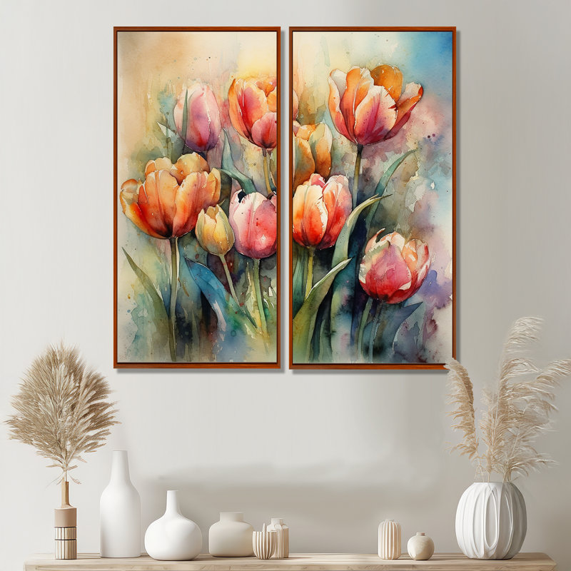 Ristau - Tulipe, grandes impressions sur toile, 40" H x 40" W, Impression encadrée flottante, Brown