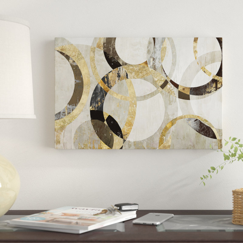 «Overlaps», impression sur toile, H 18 po x l 26 po x P 1,5 po, Toile avec cadre noir, Pas de tapis