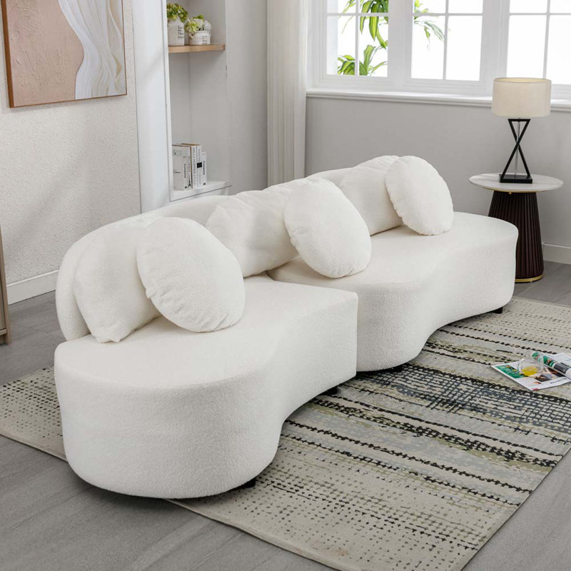 Canapé modulaire 2 pièces Kaiman, Velours beige