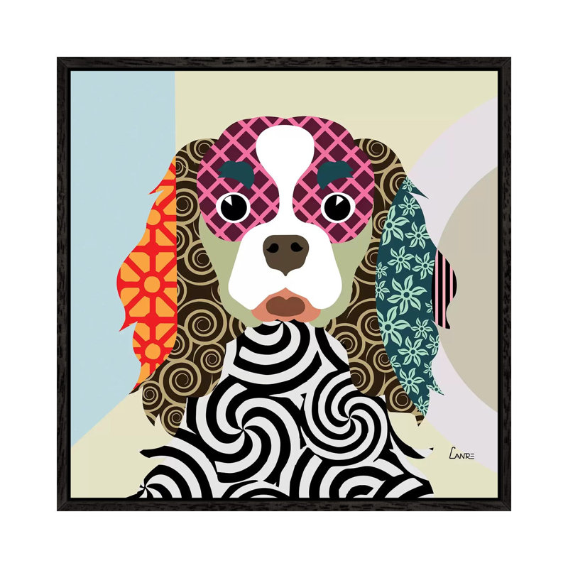 Cavalier King Charles Spaniel - Painting on Canvas, 93.98 cm H x 93.98 cm W, Black Framed