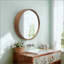 Miroir mural rond avec tablettes de rangement - armoire latérale en bois à 2 niveaux, miroir suspendu peu encombrant pour meuble-lavabo, chambre à coucher et entrée