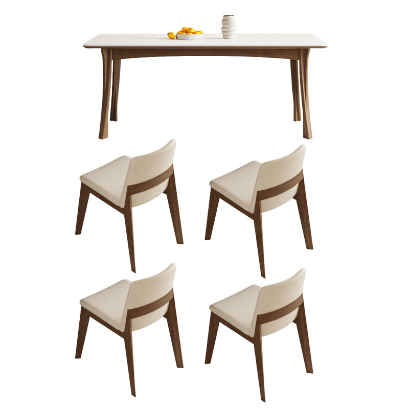 Paleo-style rock plate dining table and chair set, 29.52"H x 70.86"L x 31.49"W