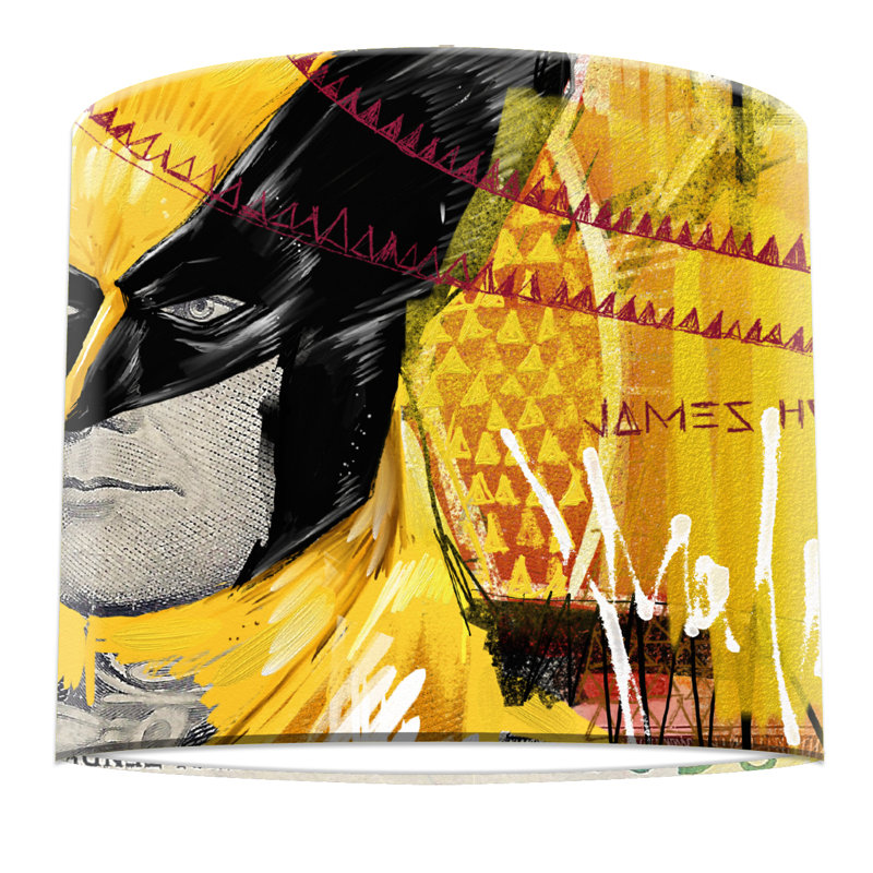 Handy 29 cm H Drum Paper Lamp Shade ( Screw On ) in Black and Yellow