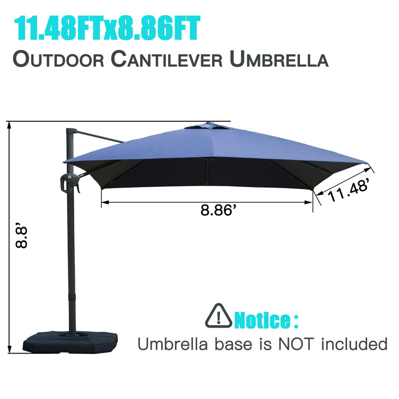 Parasol en porte-à-faux Shellise, Marine, 11,48 pi x 8,86 pi