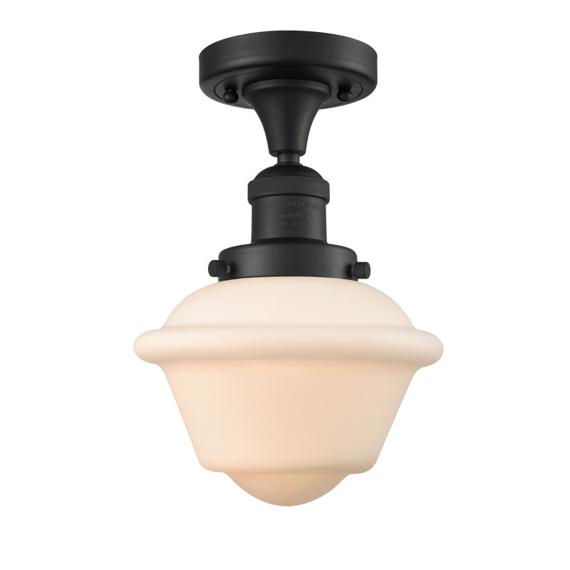 Arlean Glass Semi Flush Mount, Matte White Cased, No Bulb Included, Matte Black