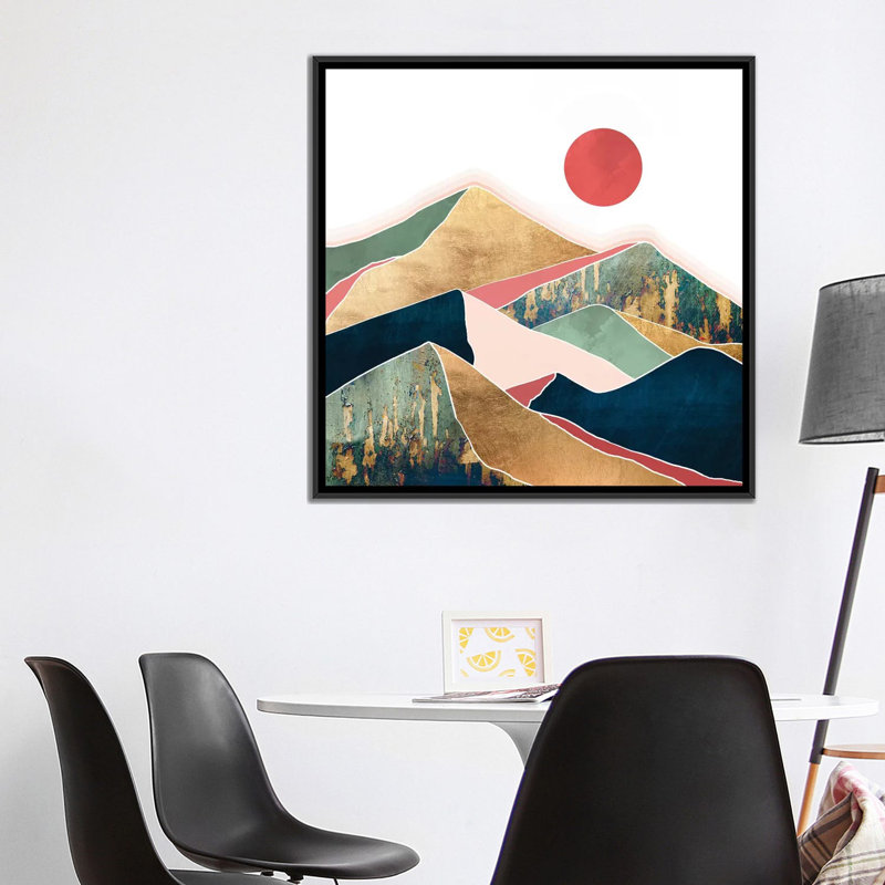 Printemps crépuscule - impression d'art graphique, H 37 po x l 37 po x P 1,5 po, Toile avec cadre noir, Aucun mat