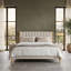 Lit capitonné de style scandinave avec cadre en bois massif, taille King, lin beige-675234333-675234330