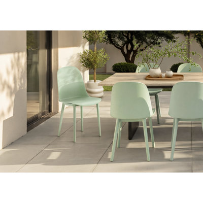 Ensemble de 4 chaises de patio modernes et contemporaines de 84 cm de hauteur - Vert mer