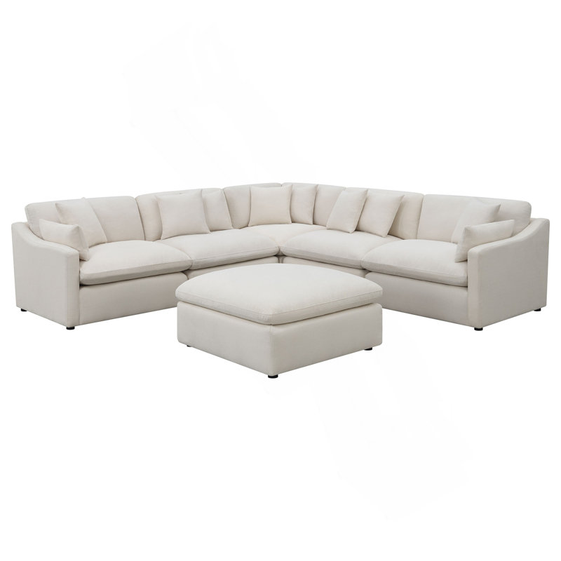 Canapé modulaire rembourré 6 pièces Greeley Ivory
