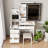 31" Slim Vanity – Sliding LED Mirror Reveals 2 Hidden Cubbies, 9 Total Spaces, 2 AC + USB-C Power Hub, PU-Cushion Stool, Scratch-Proof White Finish
