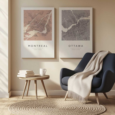 Ensemble de 2 impressions sur toile Montréal et Ottawa