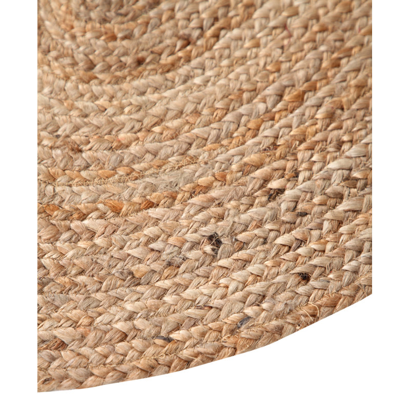 Gemini Hand Braided Beige Jute Rug, Oval 90 x 150cm