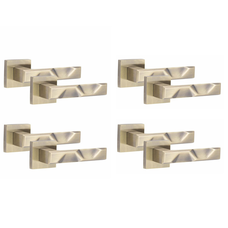 4 Pairs Modern Nova Premium Design Door Handles on Square Rose