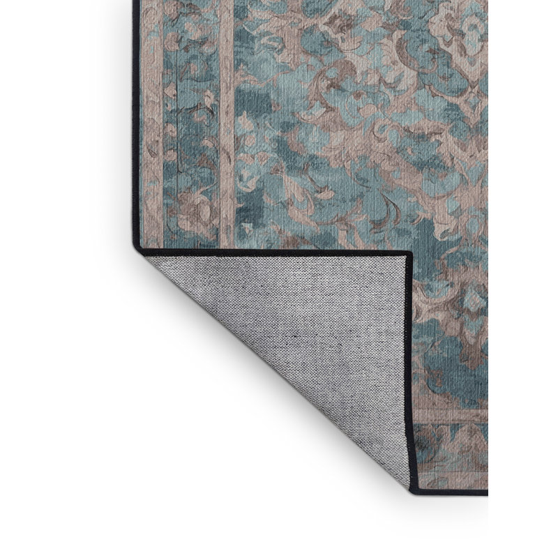 Machine Washable Gray Area Rug, Rectangle 7' x 9'