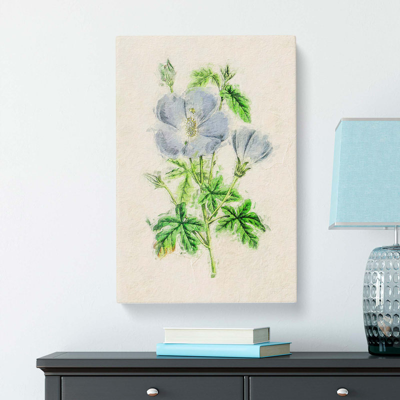 Illustration Of Lilac Rosemallow Flowers - Wrapped Canvas, 76cm H x 50cm W x 3cm D