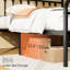 Structure de lit plateforme victorienne en métal noir, lattes en acier, tête et pied de lit, sans sommier, rangement silencieux, rangement facile sous le lit-963778086