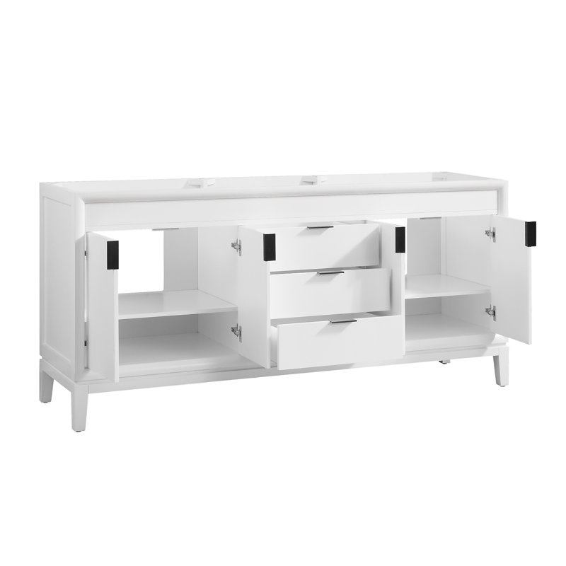Ensemble de meuble-lavabo double 73 po Emma, Blanc, Marbre blanc de Cala