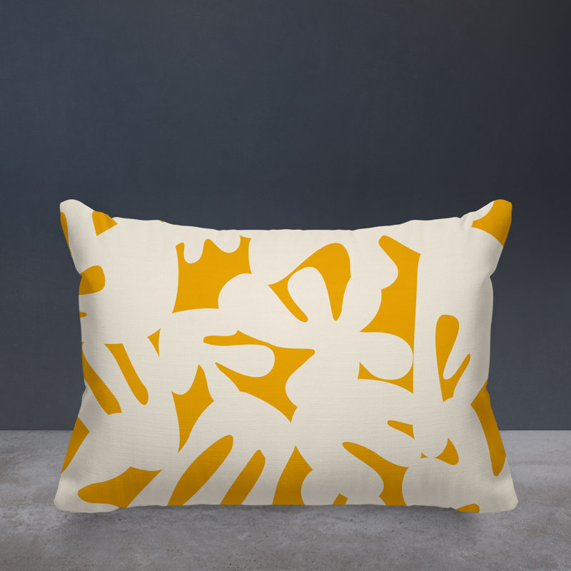 Coussin décoratif intérieur / extérieur en polyester filé Sheri, Jaune, H 14 po x l 20 po