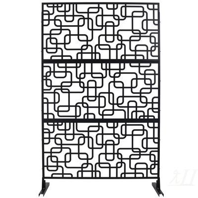 Outdoor & Indoor Privacy Screen Metal Privacy Screen 76" H×48" W, Freestanding Decorative Privacy Screen for Deck Balcony Patio, Privacy Fence Panels for Outside Lawn Garden PS114 BLACK