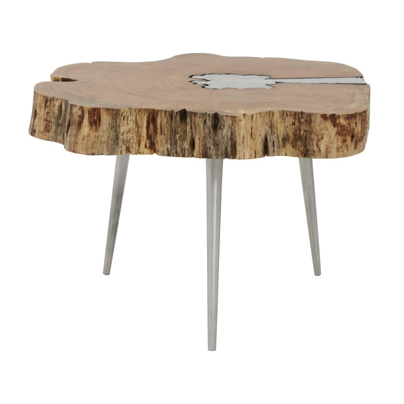 Caines Three Leg Coffee Table, Natural/Silver