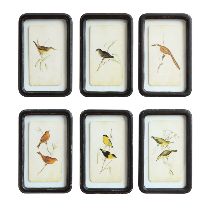 Décoration murale encadrée en bois avec art d'oiseau flottant