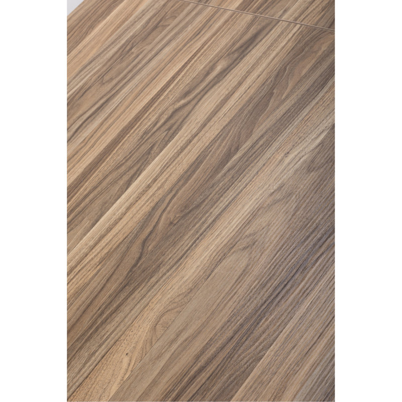 Annetraud Extendable Metal Base Dining Table, Light Walnut