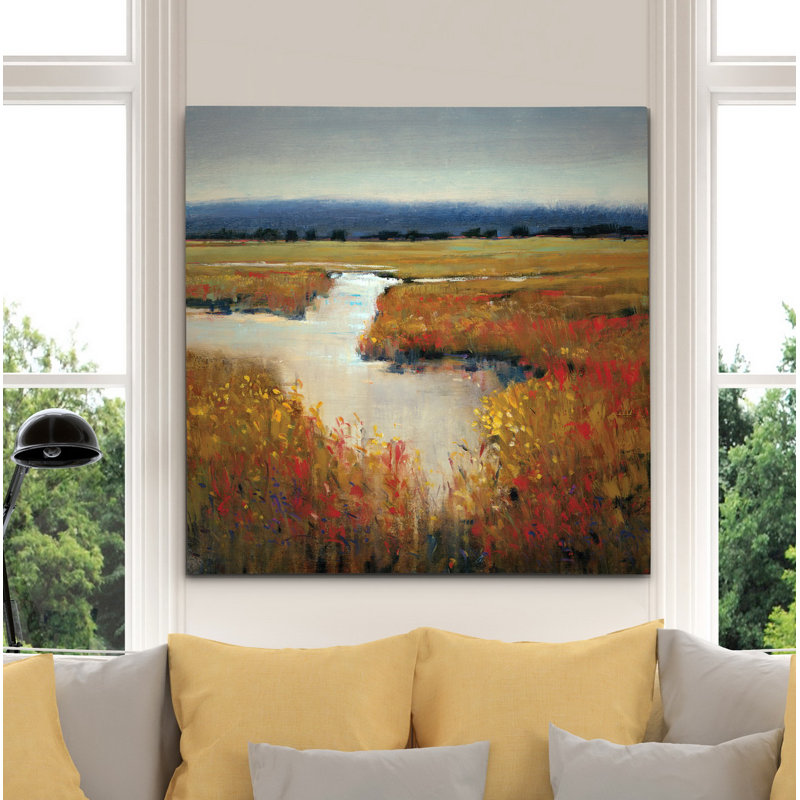 « marshaling land i », peinture, H 24 po x l 24 po x P 1,5 po, Toile tendue