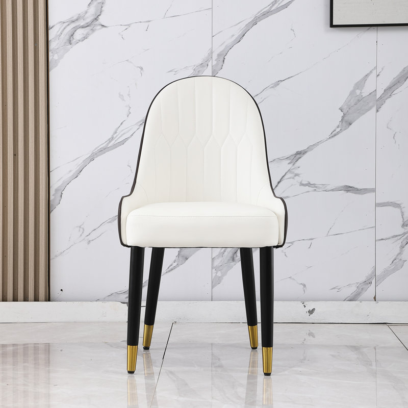 Chaises ergonomiques en cuir de polyuréthane avec pieds en métal, design moderne pour le salon et la salle à manger, ensemble de 2