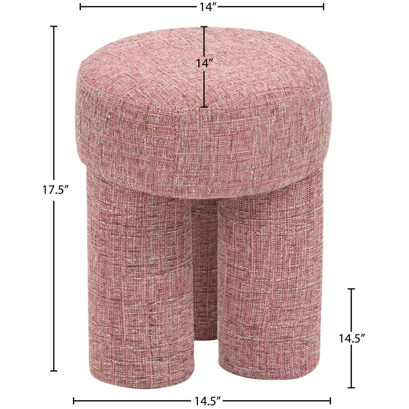 Repose-pieds carré large de 14,5 po Larson, Tissu de polyester rose