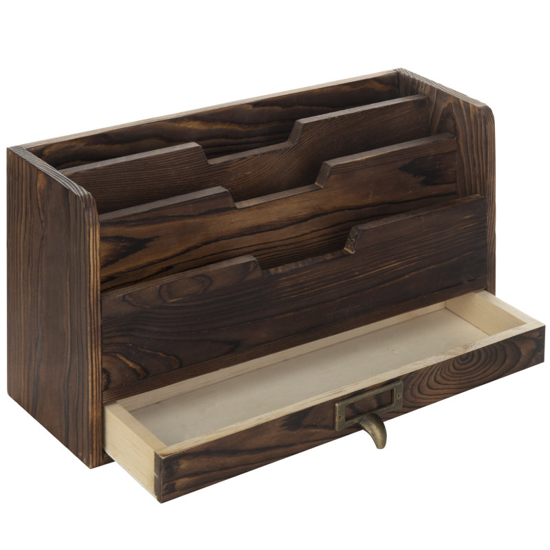Stonefort Wood 3 Slot Office File Organiser, Coffee
