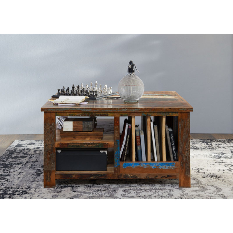 Nature Of Spirit Solid Wood Four Leg Coffee Table with Storage