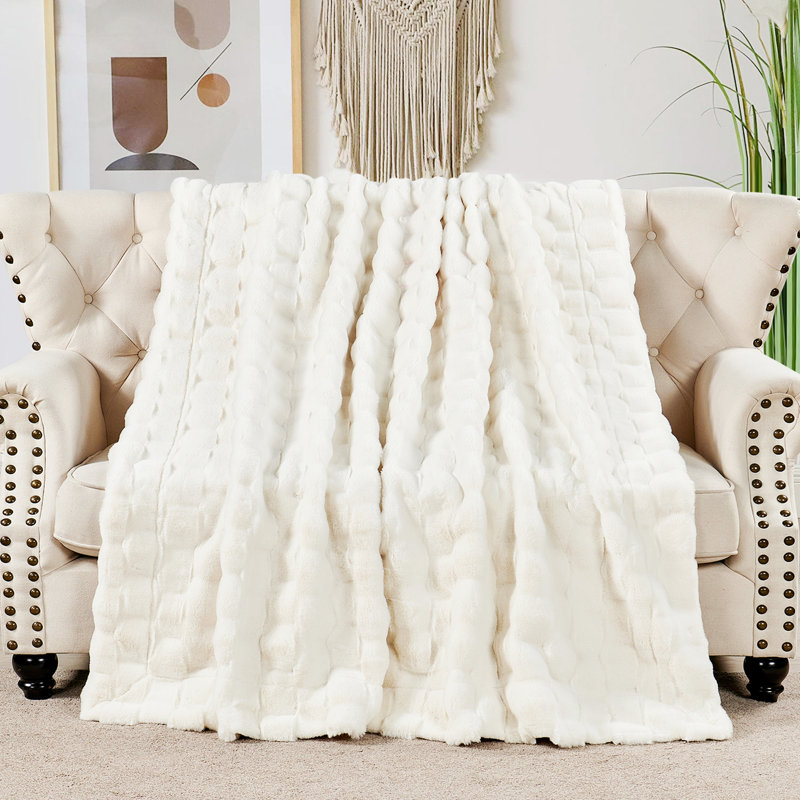 Throw Blanket, White, 152.4cm W x 177.8cm L