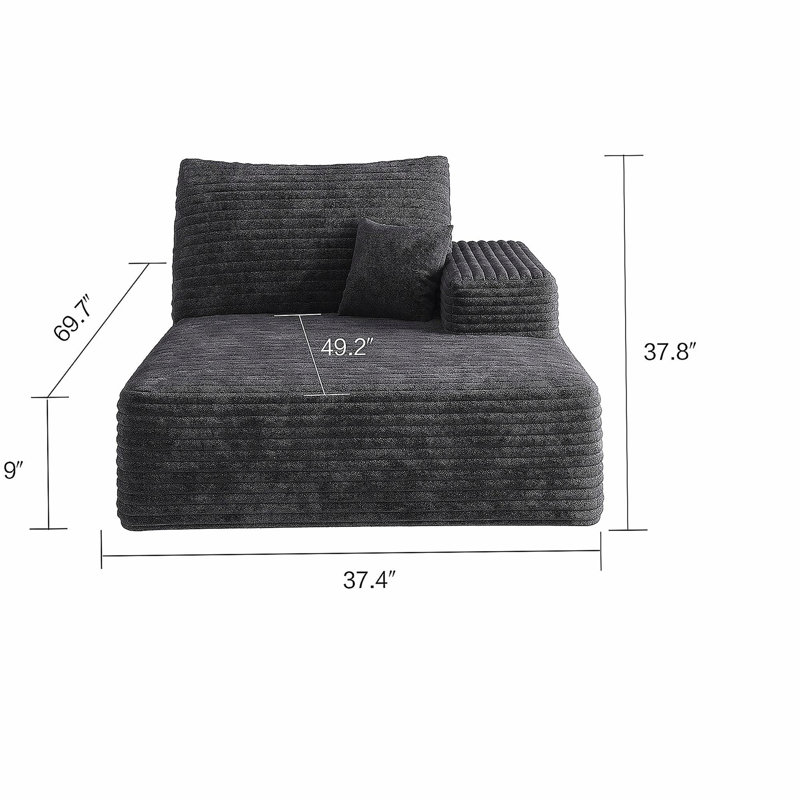 Canapé-canapé-gauche-noir, Black, Left Hand Facing