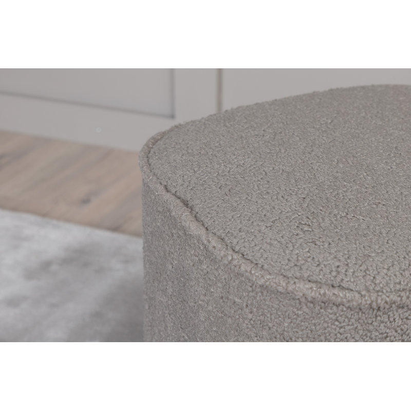 Darene 44cm Wide Round Pouf Ottoman, Greige Velvet