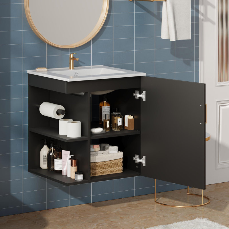 Armoire de salle de bain murale 20 "avec lavabo, Noir